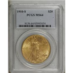 1910-S $20 MS64 PCGS. Boldly struck with satiny luster 