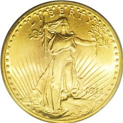 1911-S $20 MS65 PCGS. A splendid Gem with subtle and o 