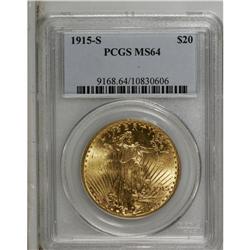 1915-S $20 MS64 PCGS. Well struck with strong luster. 