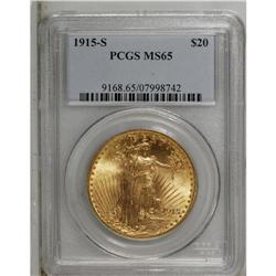 1915-S $20 MS65 PCGS. A crisp strike is the primary ha 