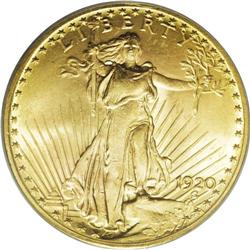 1920 $20 MS64 PCGS. Excluding the non-collectible 1933 