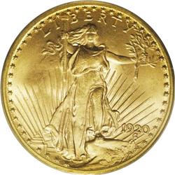 1920 $20 MS64 PCGS. Even though a fair number of near- 