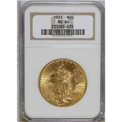1923 $20 MS64 NGC. Vibrant luster and an attentive str 