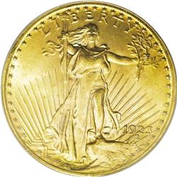 1923 $20 MS65 PCGS. A handsome golden-tan Gem with viv 