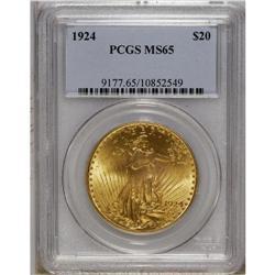 1924 $20 MS65 PCGS. The luminous surfaces of this love 