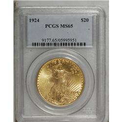 1924 $20 MS65 PCGS. This Gem Saint-Gaudens displays be 