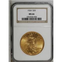 1924 $20 MS66 NGC. A lovely Premium Gem example of thi 