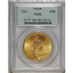 1924 $20 MS66 PCGS. An unusually fine example of this 