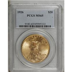 1926 $20 MS65 PCGS. A crisply struck and highly lustro 