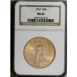 1927 $20 MS65 NGC. A lovely yellow-gold Gem that has a 