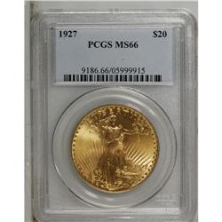 1927 $20 MS66 PCGS. The vivid yellow-orange surfaces o 