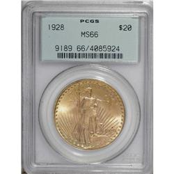 1928 $20 MS66 PCGS. A beautiful example with clean sur 