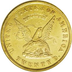 1853 $20 Assay Office Twenty Dollar, 900 Thous. AU58 N 