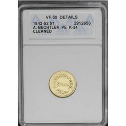 (1842-52) G$1 A.Bechtler Dollar, 27G. 21C.--Cleaned--A 