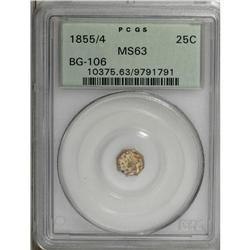 1855/4 25C Liberty Octagonal 25 Cents, BG-106, R.3, MS 