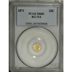 1871 25C Liberty Octagonal 25 Cents, BG-714, R.3, MS65 