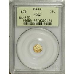 1870 25C Liberty Round 25 Cents, BG-835, R.3, MS62 PCG 
