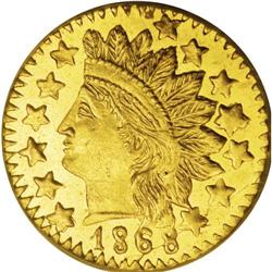 1868 25C Indian Round 25 Cents, BG-889, High R.6, MS64 