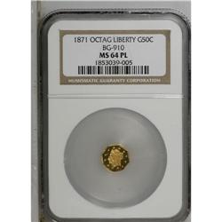 1871 50C Liberty Octagonal 50 Cents, BG-910, High R.5, 