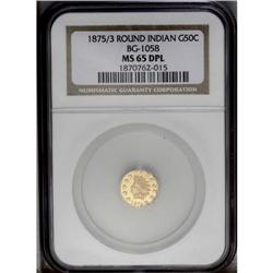 1875/3 50C BG-1058 MS65 Deep Prooflike NGC. Yellow-gol 