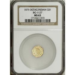 1875 $1 Indian Octagonal 1 Dollar, BG-1127, R.4, MS63 