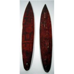 A COLLECTION OF TWO CENTRAL AUSTRALIAN CEREMONIAL BOARDS (bullroarer)
