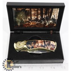 DECORATIVE WOLF KNIFE IN ORIGINAL BOX