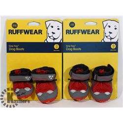 TWO PAIRS OF RUFFWEAR GRIP TREX DOG BOOTS