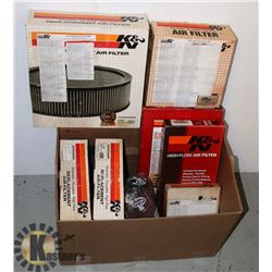BOX OF ASSORTED K&N AUTOMOTIVE REPLACEMENT
