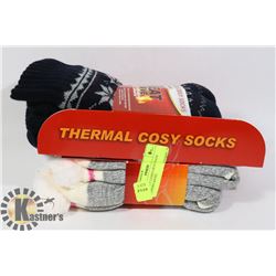 2PK COZY LADIES HEAT WAVE SLIPPERS SOCKS
