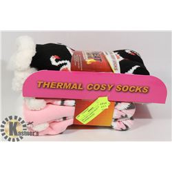 2PK COZY LADIES HEAT WAVE SLIPPERS SOCKS