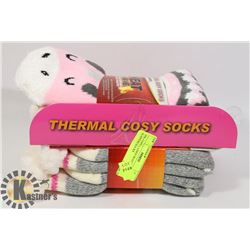2PK COZY LADIES HEAT WAVE SLIPPERS SOCKS