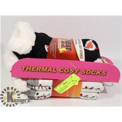 2PK COZY LADIES HEAT WAVE SLIPPERS SOCKS