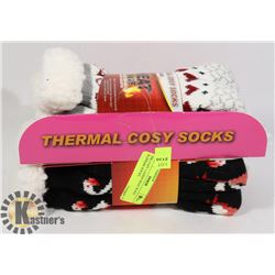 2PK COZY LADIES HEAT WAVE SLIPPERS SOCKS