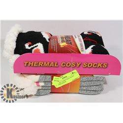 2PK COZY LADIES HEAT WAVE SLIPPERS SOCKS