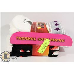 2PK COZY LADIES HEAT WAVE SLIPPERS SOCKS