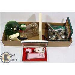 VINTAGE TIN OF ASSORTED SILVER PLATED CUTLERY AND