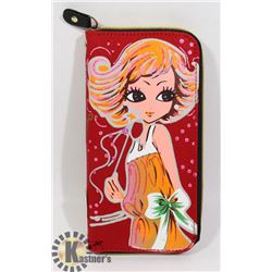 RED WOMENS ZIP UP WALLET