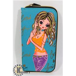 BLUE WOMENS ZIP UP WALLET
