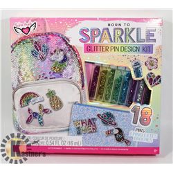 NEW FASHION ANGELS BORN TO SPARKLE GLITTER PIN