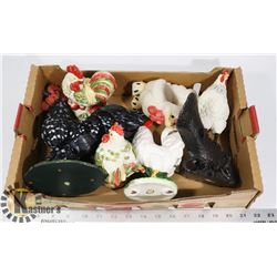 FLAT OF ROOSTER/ CHICKEN THEME DECORATIONS