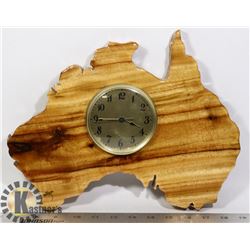 WOODEN AUSTRALIA SHAPE WALL CLOCK