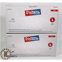TWO BOXES OF DISTECH CLEAR VINYL MEDICAL