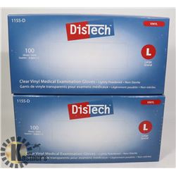 TWO BOXES OF DISTECH CLEAR VINYL MEDICAL