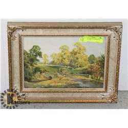 VINTAGE FRAMED HORSEBACK PICTURE 1940S