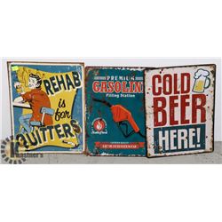 LOT OF 3 METAL DECORATIVE SIGNS