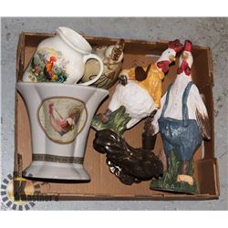 FLAT OF ROOSTER/ CHICKEN THEME HOME DECOR
