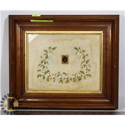 ANTIQUE 1876 FRAMED EMBROIDERY PICTURE