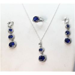 7)  SUITE OF SILVER TONE AND PURPLE