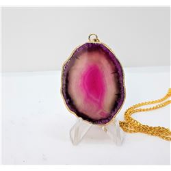 3)  GOLD TONE WIRE WRAPPED PINK ONYX